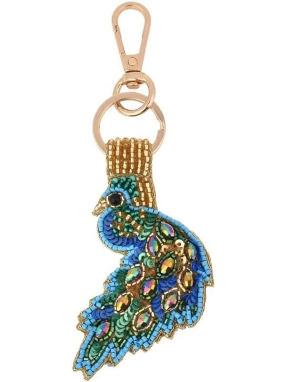 Chic Beaded Bag Charm Keychain - Stylish 4-Inch Accessory for Bags & Keys